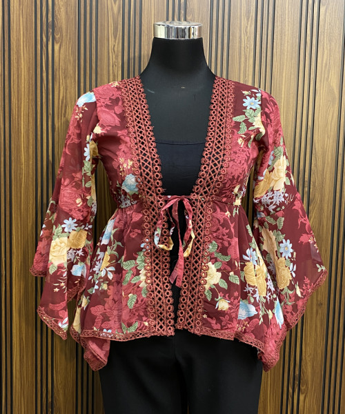 Maroon Printed Top