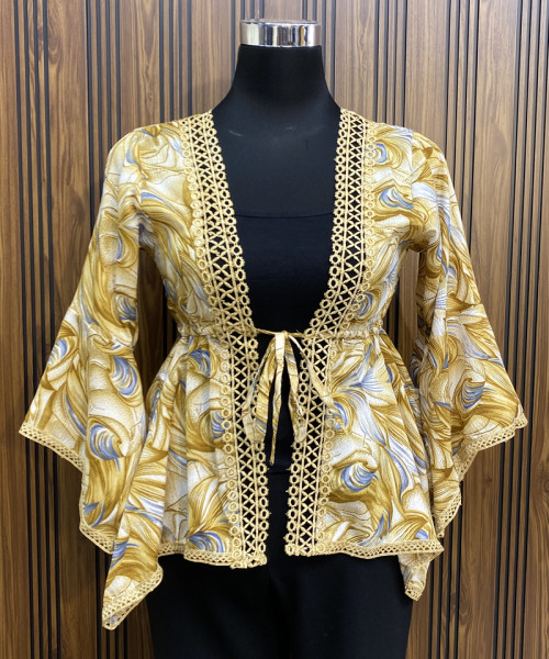 Yellow With Off White Printed Top