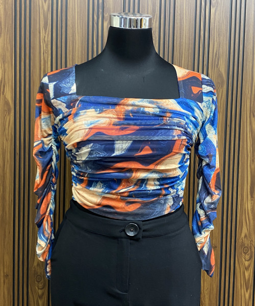 Blue Printed Top For Women