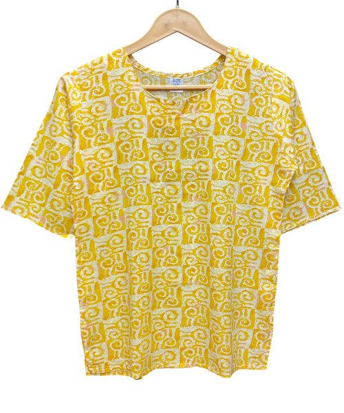 Yellow Printed  Kurti