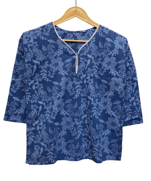 Blue Printed Cotton Kurti