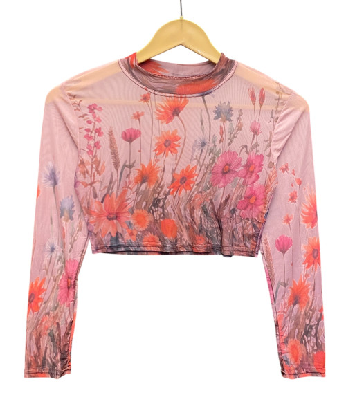 Pink Flower Printed Top