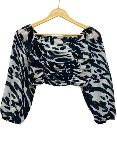 Black With Off White Printed Top