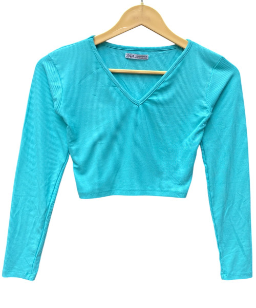 Sky Blue V Neck crop top