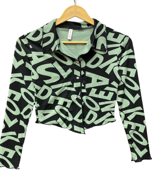 Black Printed Crop Top