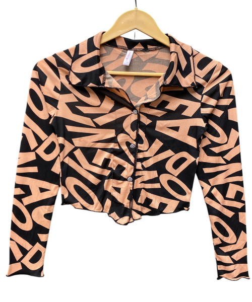 Brown With Black Crop Top