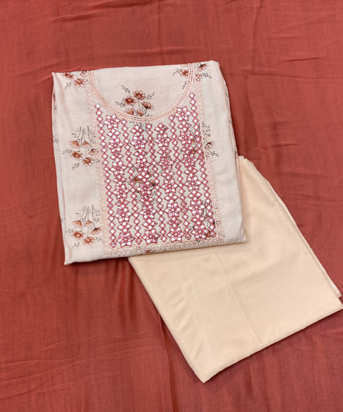 Flower Printed Cotton Suit For Women
