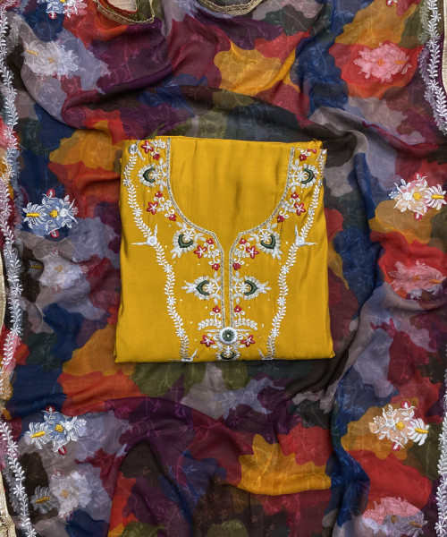 Mustard Yellow Printed suit