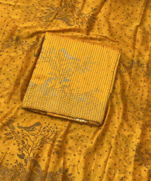 Mustard  Printed Suit