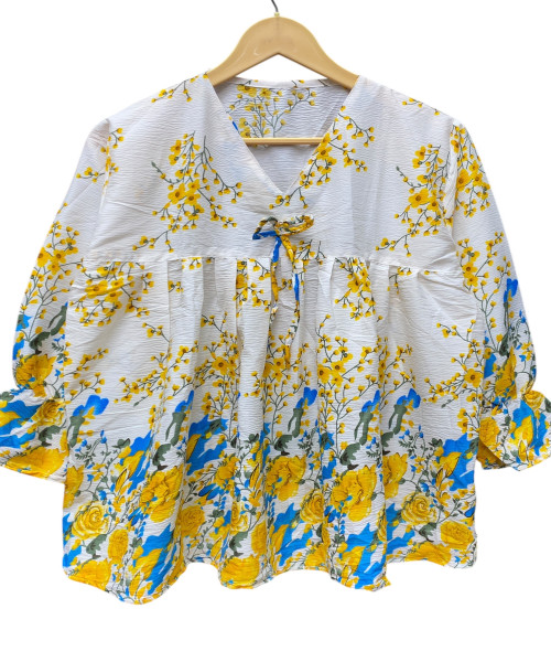 White With Yellow Printed Top