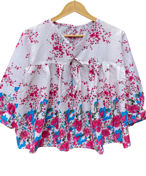 Pink With White Printed Top