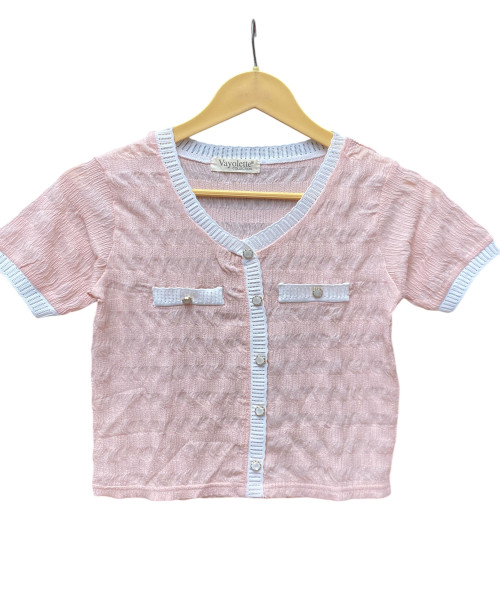 Light Pink With White Summer Top