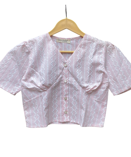 Light Pink With White Crop Top