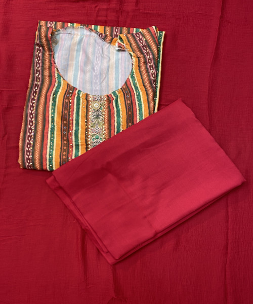 Red  Printed Suit