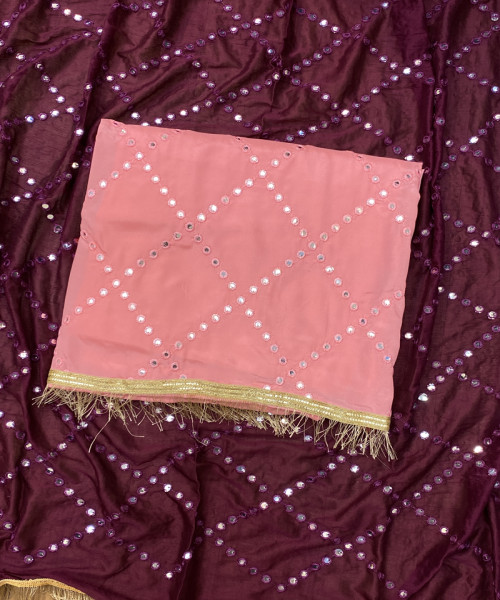Peach Mirror Work Suit
