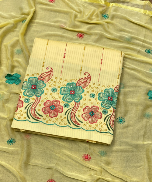 Yellow Printed Cotton Suit