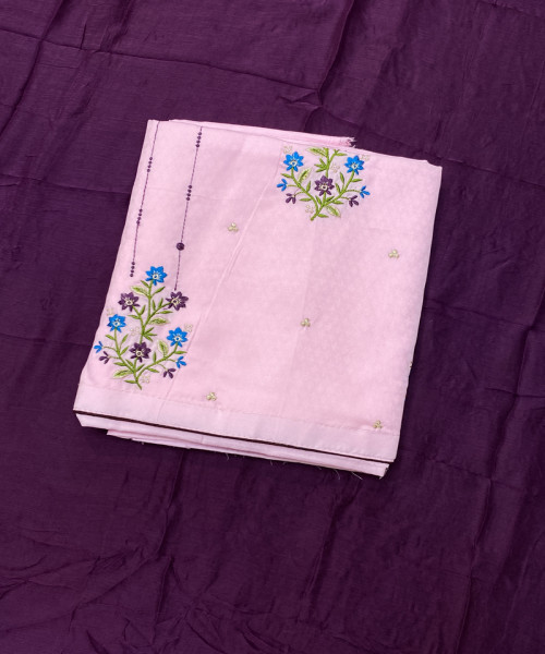 Pink Flower Printed Cotton Suit