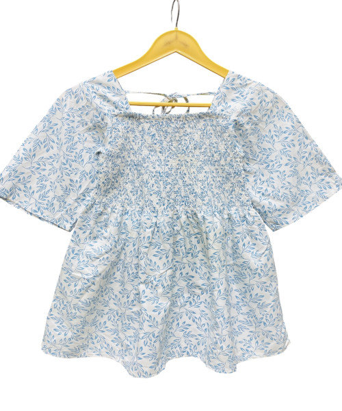 Blue With White Printed Top