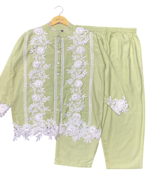 Green  With  White Two Pc Set