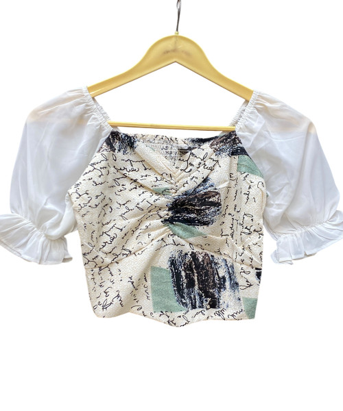White  With Black Printed Top