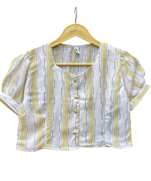 Yellow With White Crop Top