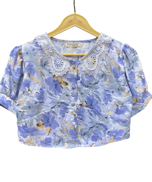 Blue printed Crop Top For Women