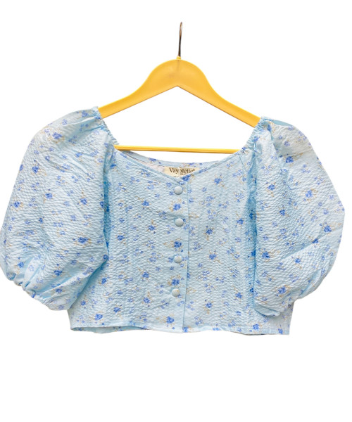 Light Blue Flower Printed Crop top