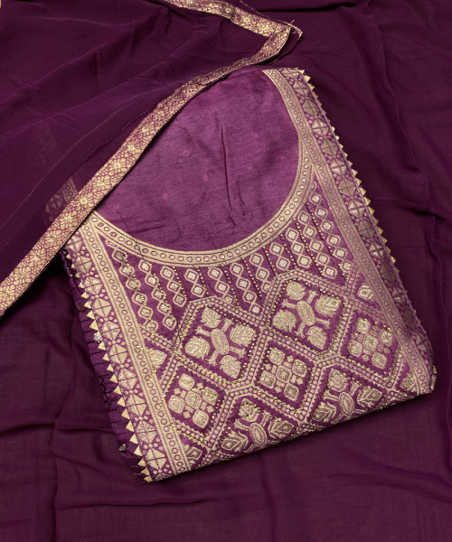 Wine Colour Unstitched Suit