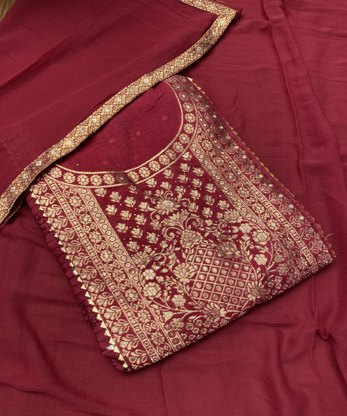 Maroon Unstitched Suit