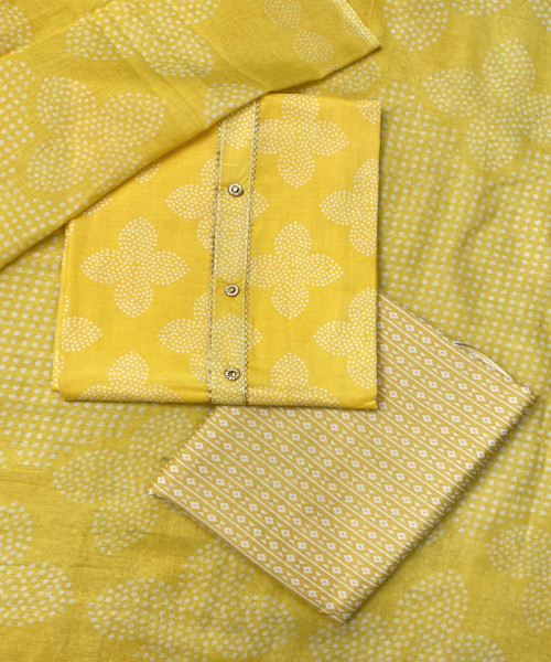 Yellow With White Printed Suit