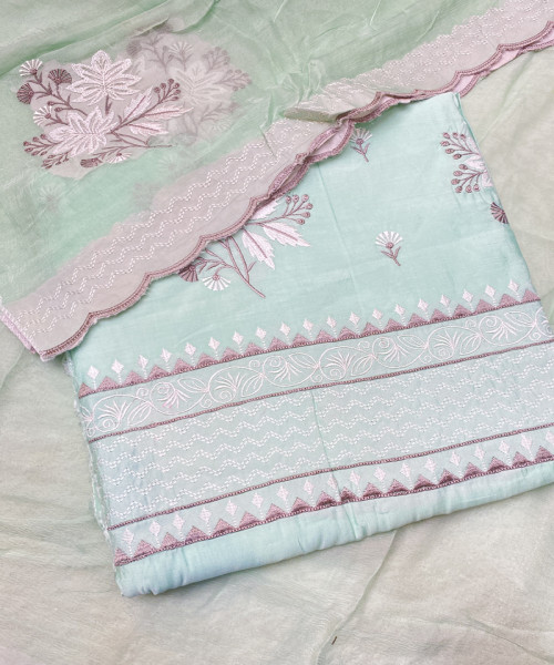 White Printed Cotton Suit
