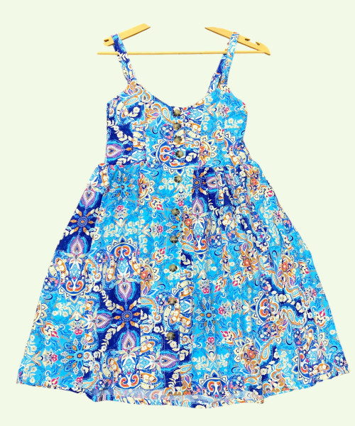 Sky Blue Printed Maxi Dress