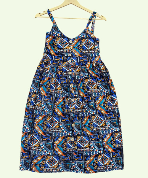Blue Jaipuri Cotton Dress