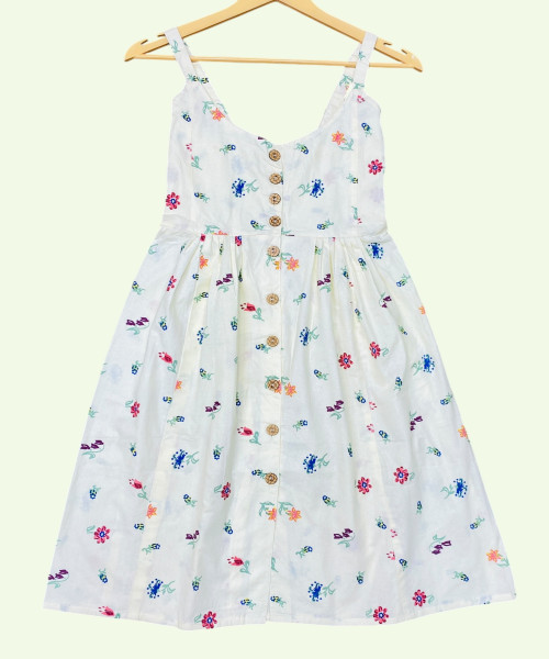Off White Flower printed Dress