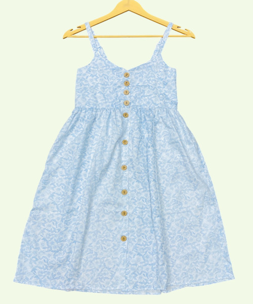 White With Light Blue Maxi Dress