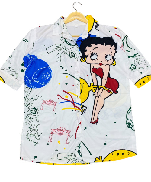 White Printed Shirt For Women