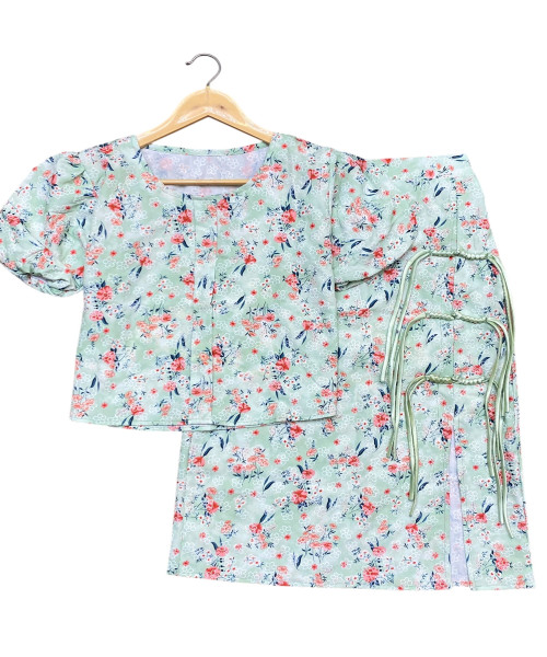 Green Flower Printed Combo