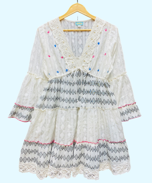 White With Black Summer Dress
