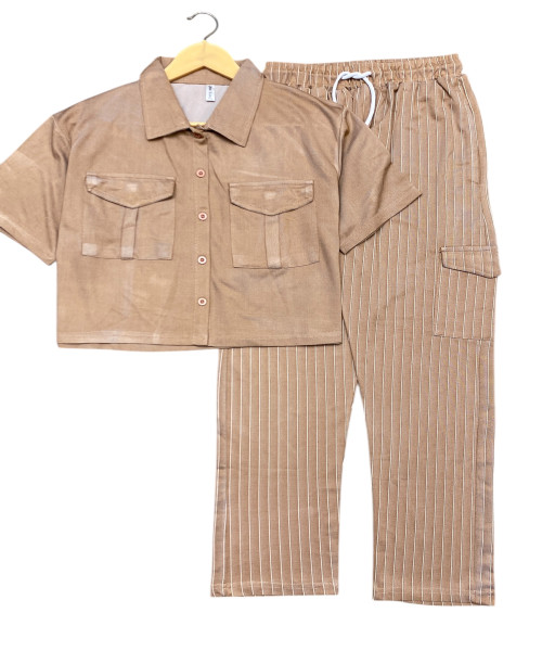 Brown  Cargo Pant  Two Piece Co Ord Set