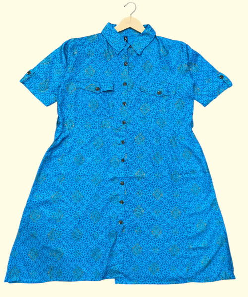 Blue Printed Cotton Dress
