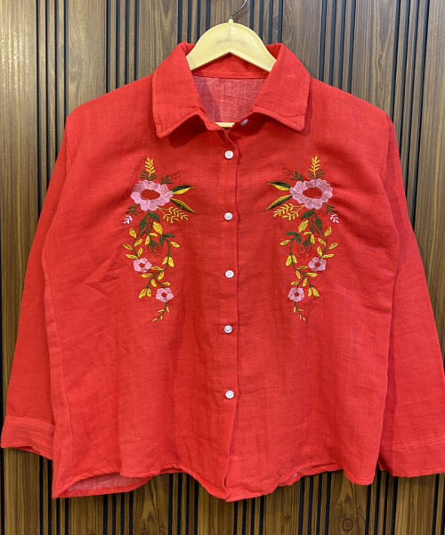 Red Printed Shirt For Women