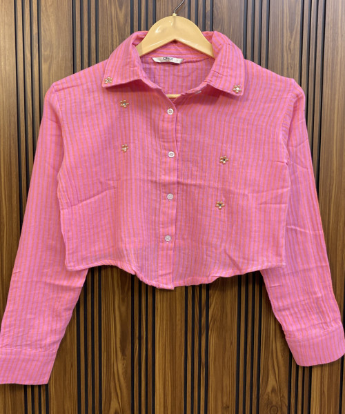 Pink Cotton Shirt For Women