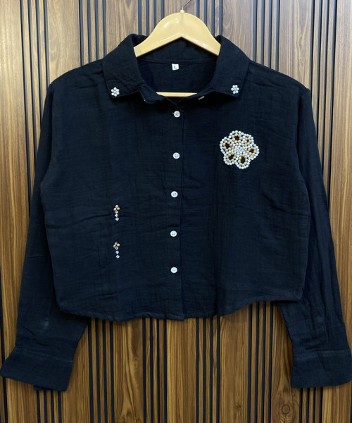 Black Cotton Shirt For Women