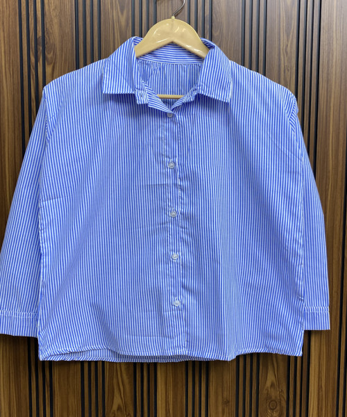 Blue With White Cotton Shirt