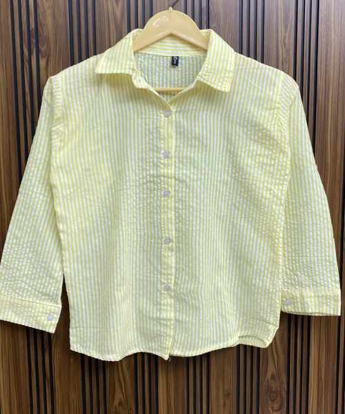 Yellow With White Cotton Shirt