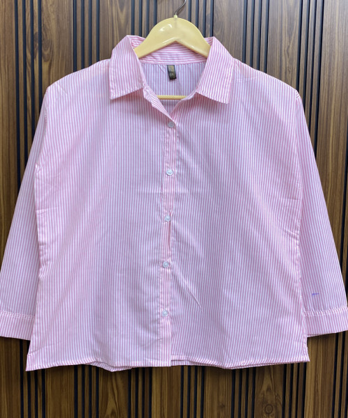 Pink With White Cotton Shirt