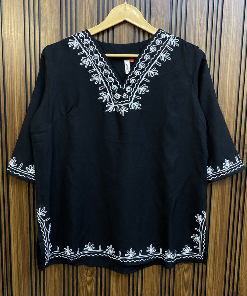 Black With White Cotton Kurtis