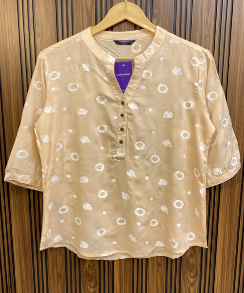 White  Printed Cotton Kurti
