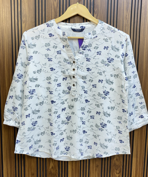 White Flower Printed Kurtis