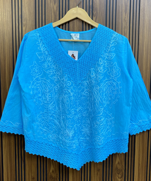 Sky Blue Cotton Kurtis